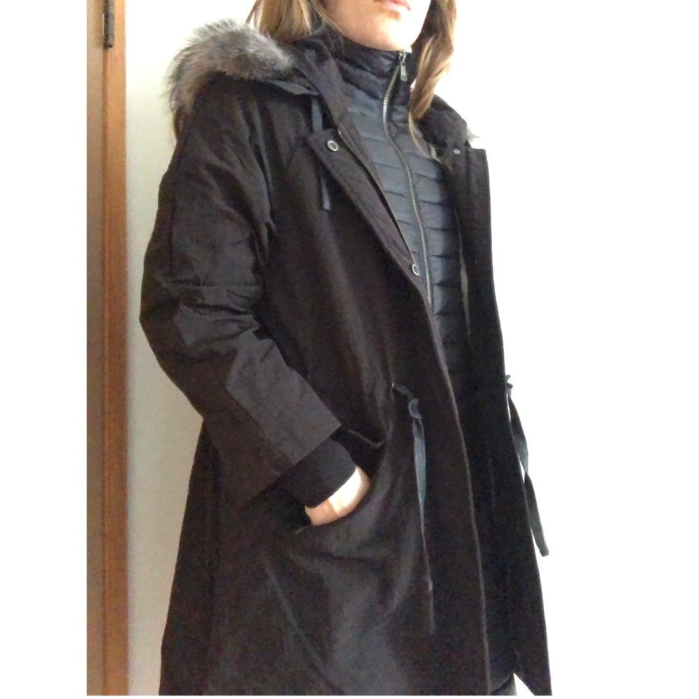 Andrew Marc Down Rain Parka with Real Fur